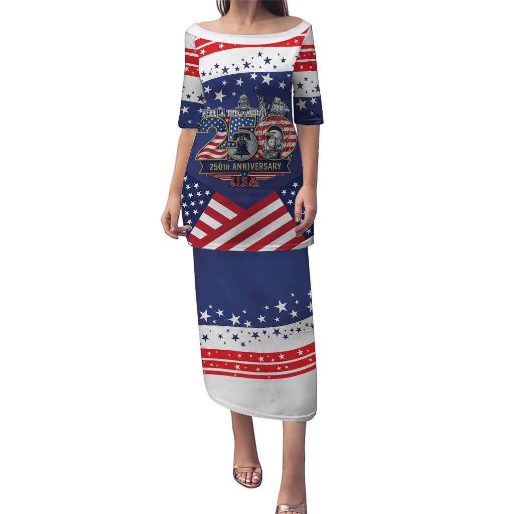 USA 250 Years of Freedom Family Matching Puletasi and Hawaiian Shirt All American Pride