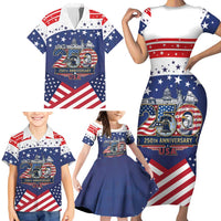 USA 250 Years of Freedom Family Matching Short Sleeve Bodycon Dress and Hawaiian Shirt All American Pride