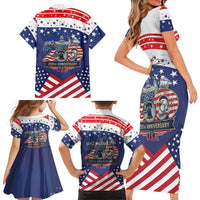 USA 250 Years of Freedom Family Matching Short Sleeve Bodycon Dress and Hawaiian Shirt All American Pride