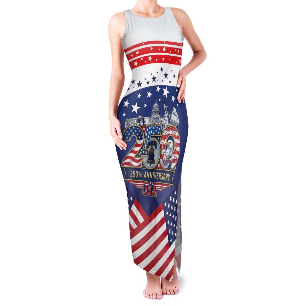 USA 250 Years of Freedom Family Matching Tank Maxi Dress and Hawaiian Shirt All American Pride