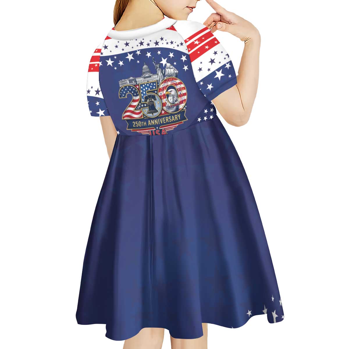 USA 250 Years of Freedom Kid Short Sleeve Dress All American Pride