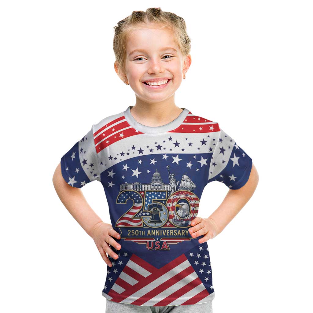 USA 250 Years of Freedom Kid T Shirt All American Pride