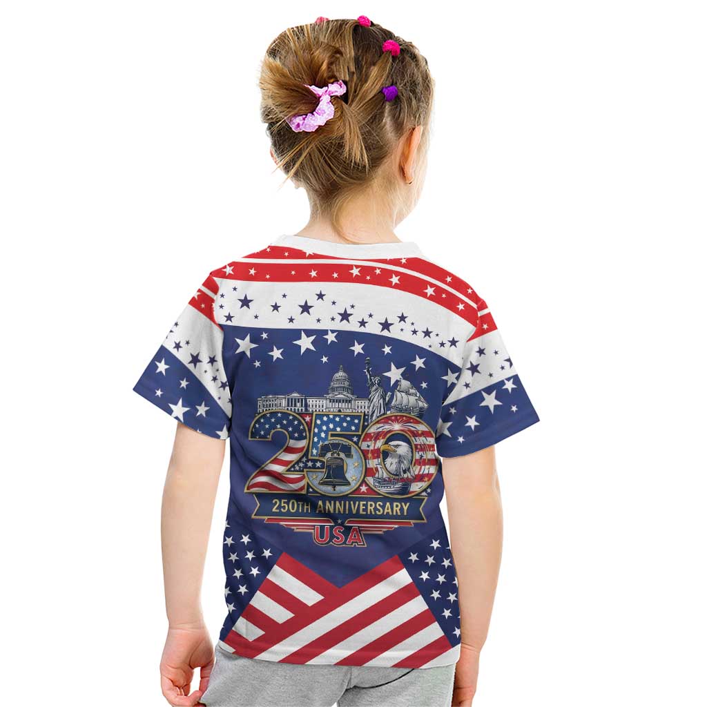 USA 250 Years of Freedom Kid T Shirt All American Pride
