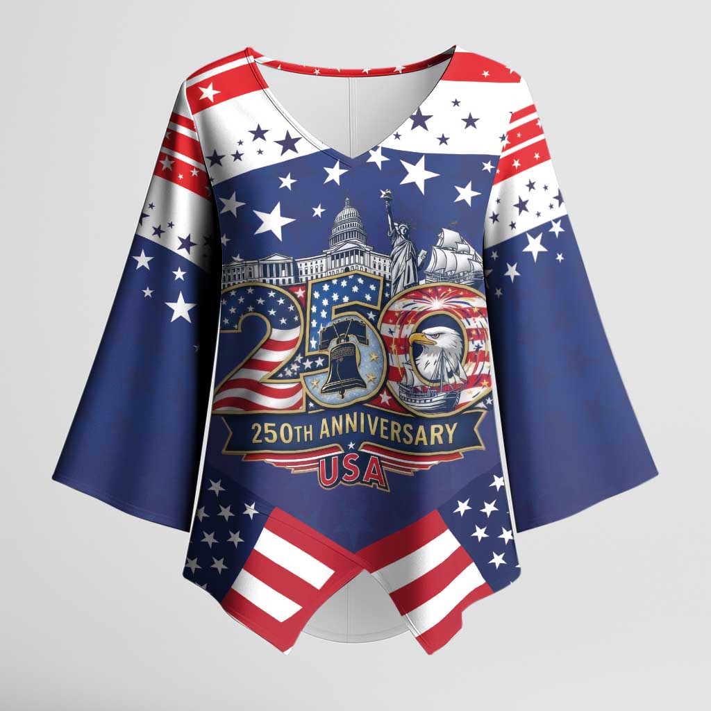 USA 250 Years of Freedom Kimono Sleeve Blouse All American Pride