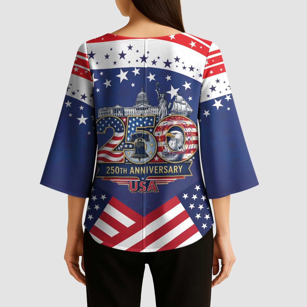 USA 250 Years of Freedom Kimono Sleeve Blouse All American Pride