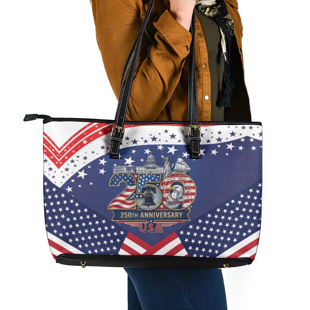 USA 250 Years of Freedom Leather Tote Bag All American Pride