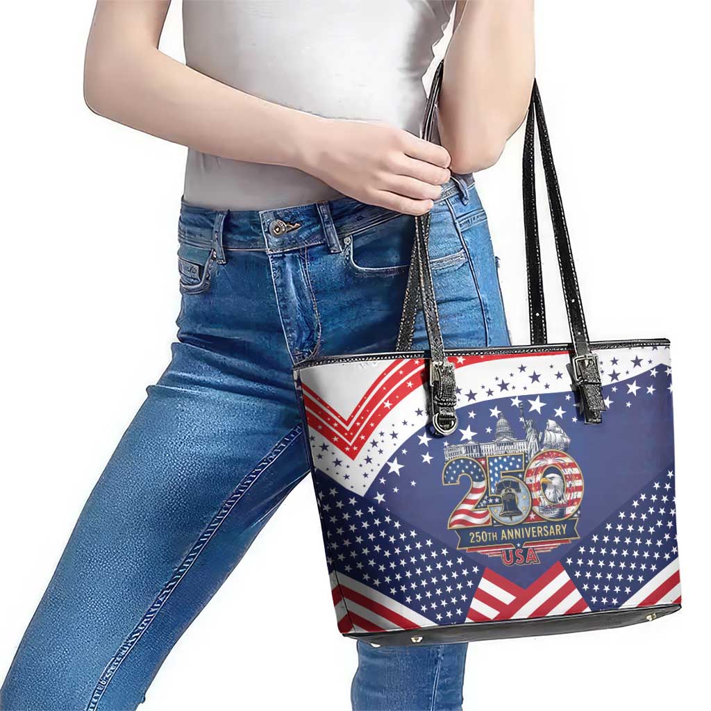 USA 250 Years of Freedom Leather Tote Bag All American Pride