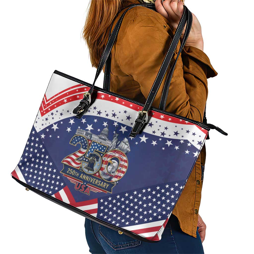 USA 250 Years of Freedom Leather Tote Bag All American Pride
