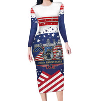 USA 250 Years of Freedom Long Sleeve Bodycon Dress All American Pride