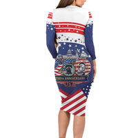 USA 250 Years of Freedom Long Sleeve Bodycon Dress All American Pride