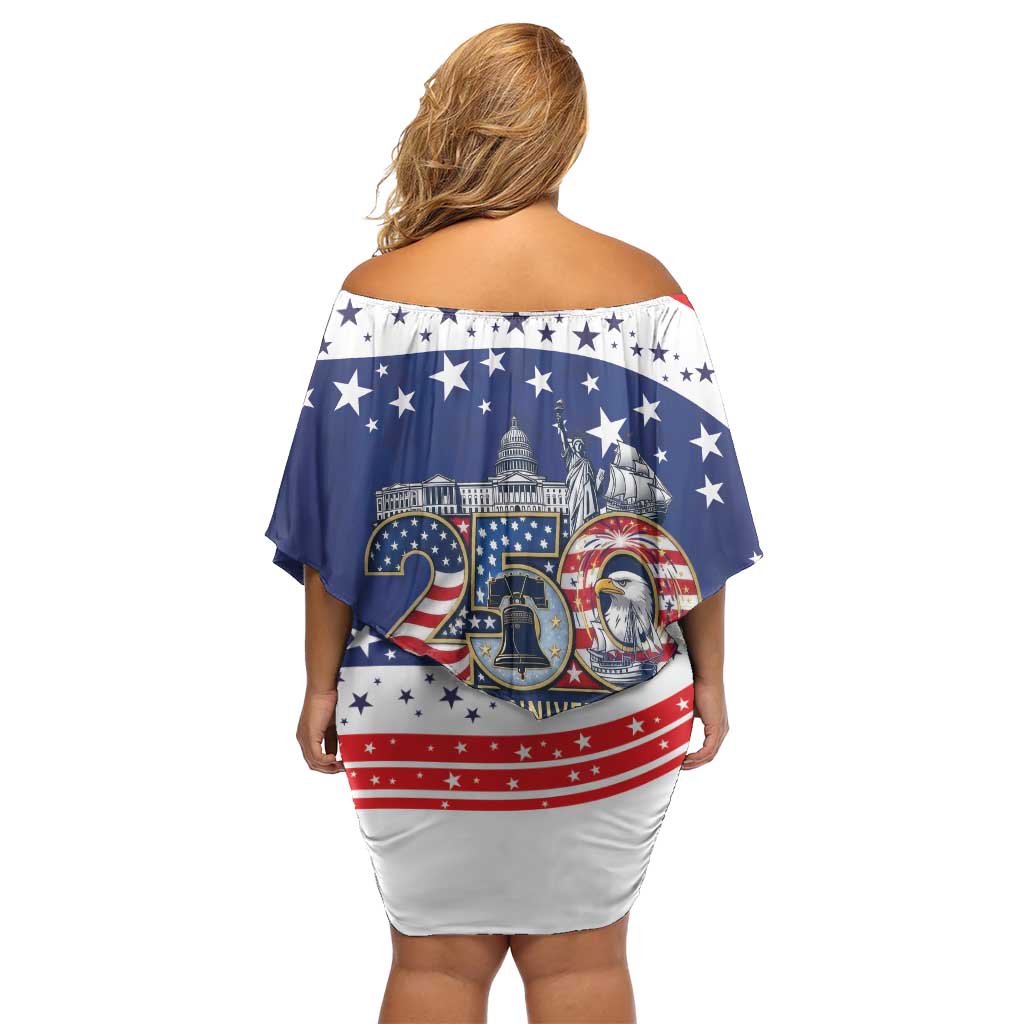 USA 250 Years of Freedom Off Shoulder Short Dress All American Pride