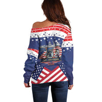 USA 250 Years of Freedom Off Shoulder Sweater All American Pride