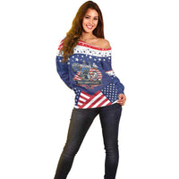 USA 250 Years of Freedom Off Shoulder Sweater All American Pride
