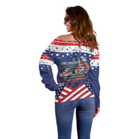 USA 250 Years of Freedom Off Shoulder Sweater All American Pride
