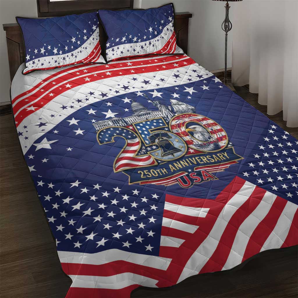 USA 250 Years of Freedom Quilt Bed Set All American Pride