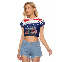USA 250 Years of Freedom Raglan Cropped T Shirt All American Pride