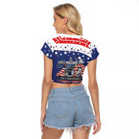 USA 250 Years of Freedom Raglan Cropped T Shirt All American Pride