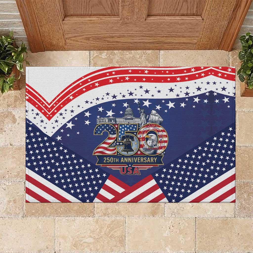 USA 250 Years of Freedom Rubber Doormat All American Pride