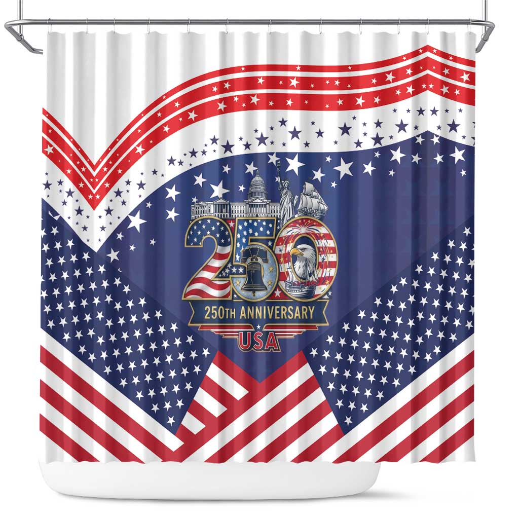 USA 250 Years of Freedom Shower Curtain All American Pride