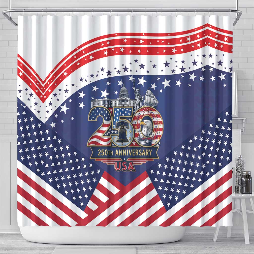 USA 250 Years of Freedom Shower Curtain All American Pride