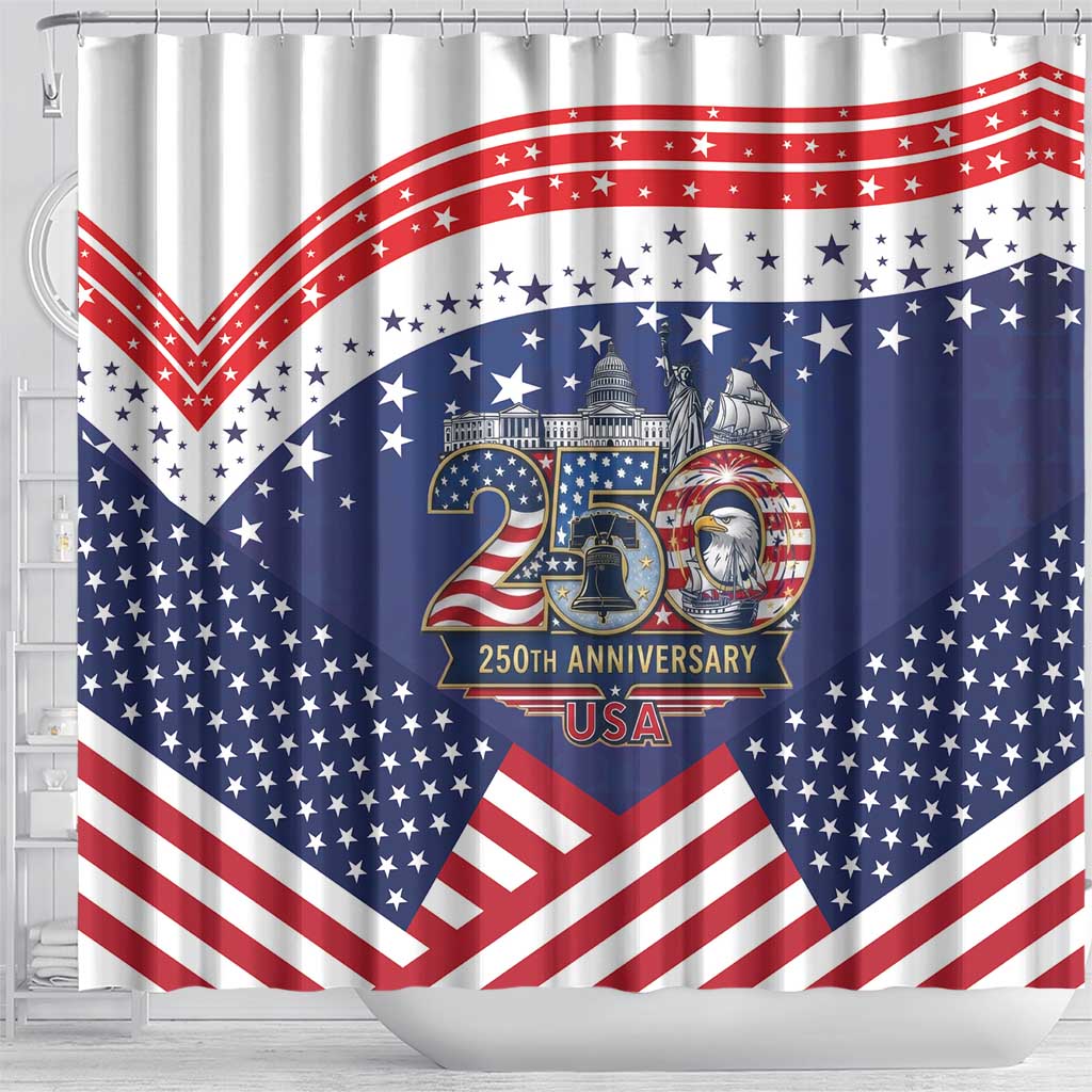 USA 250 Years of Freedom Shower Curtain All American Pride