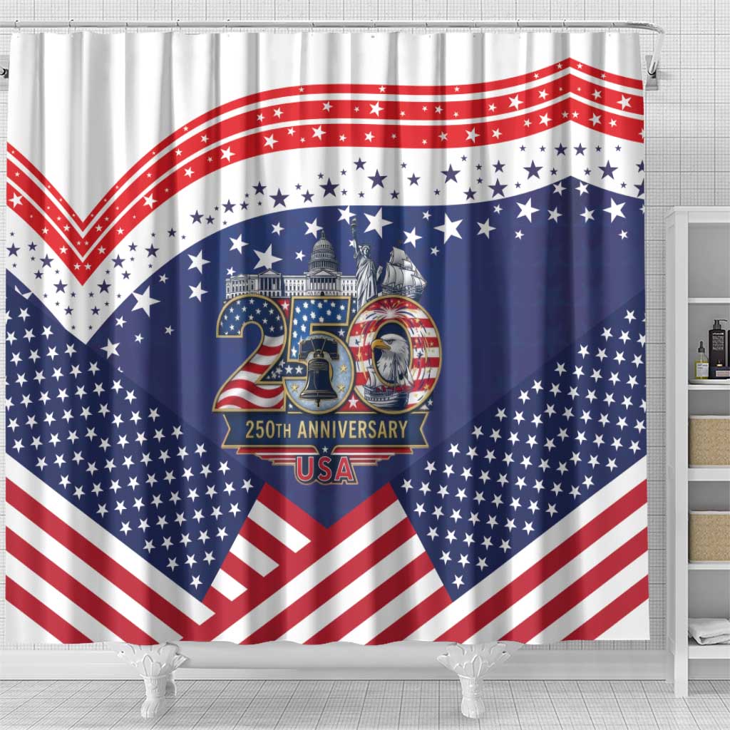 USA 250 Years of Freedom Shower Curtain All American Pride