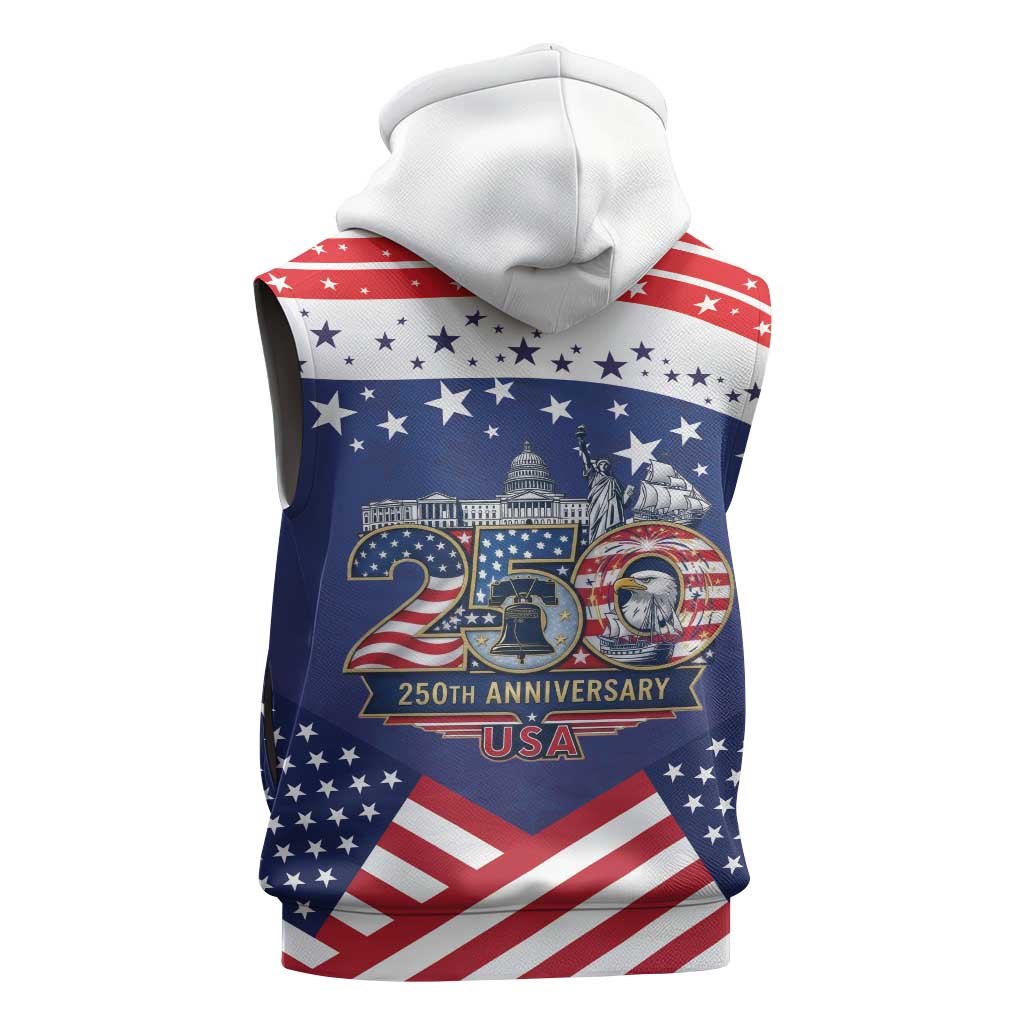 USA 250 Years of Freedom Sleeveless Hoodie All American Pride