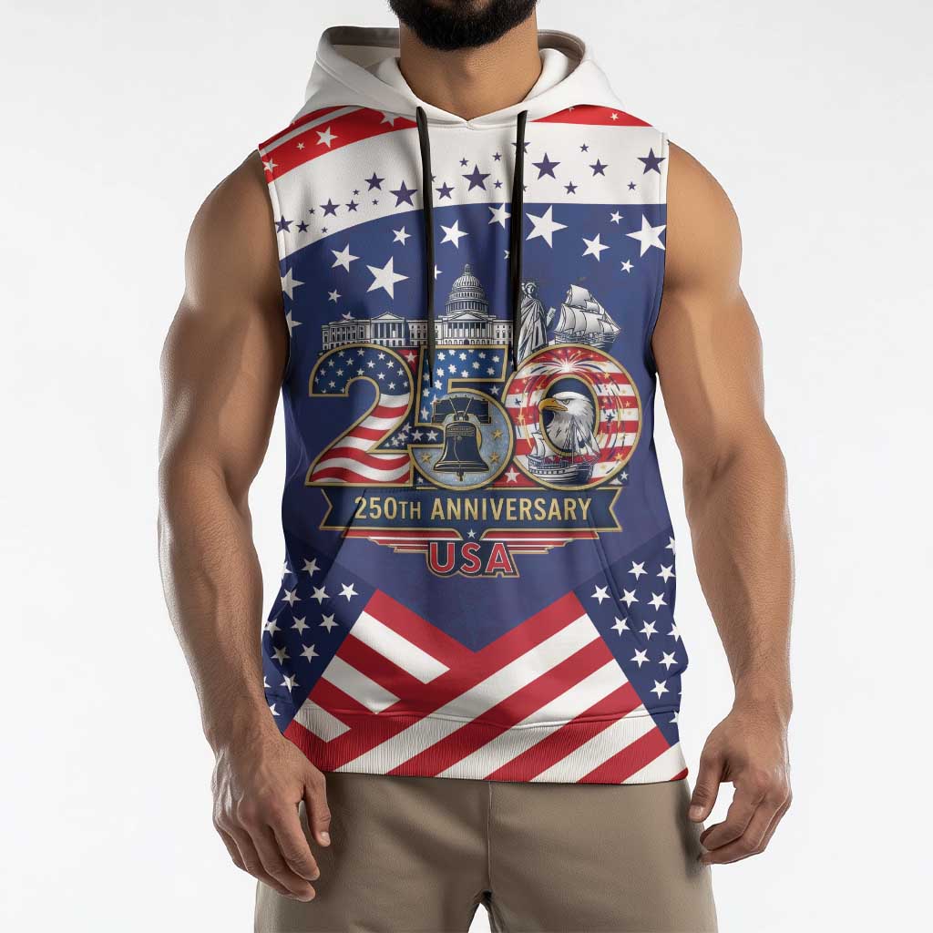 USA 250 Years of Freedom Sleeveless Hoodie All American Pride