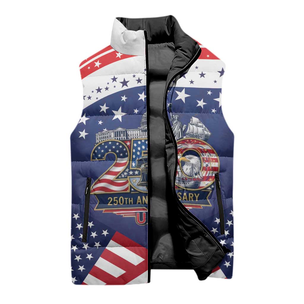 USA 250 Years of Freedom Sleeveless Puffer Jacket All American Pride