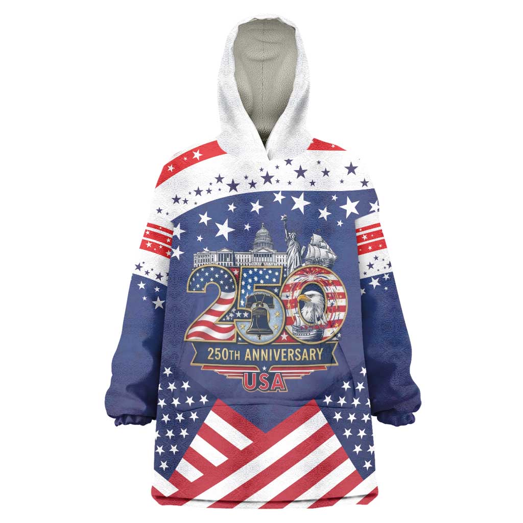 USA 250 Years of Freedom Wearable Blanket Hoodie All American Pride