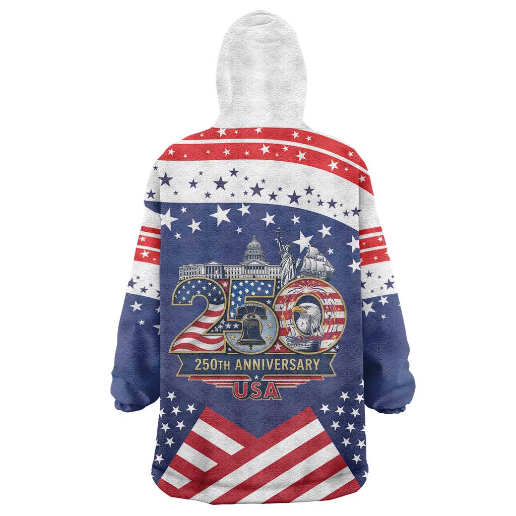 USA 250 Years of Freedom Wearable Blanket Hoodie All American Pride