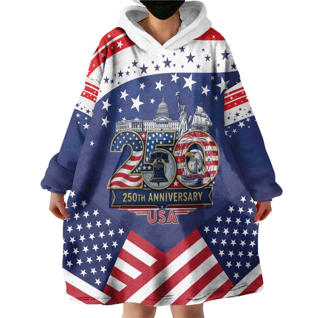 USA 250 Years of Freedom Wearable Blanket Hoodie All American Pride