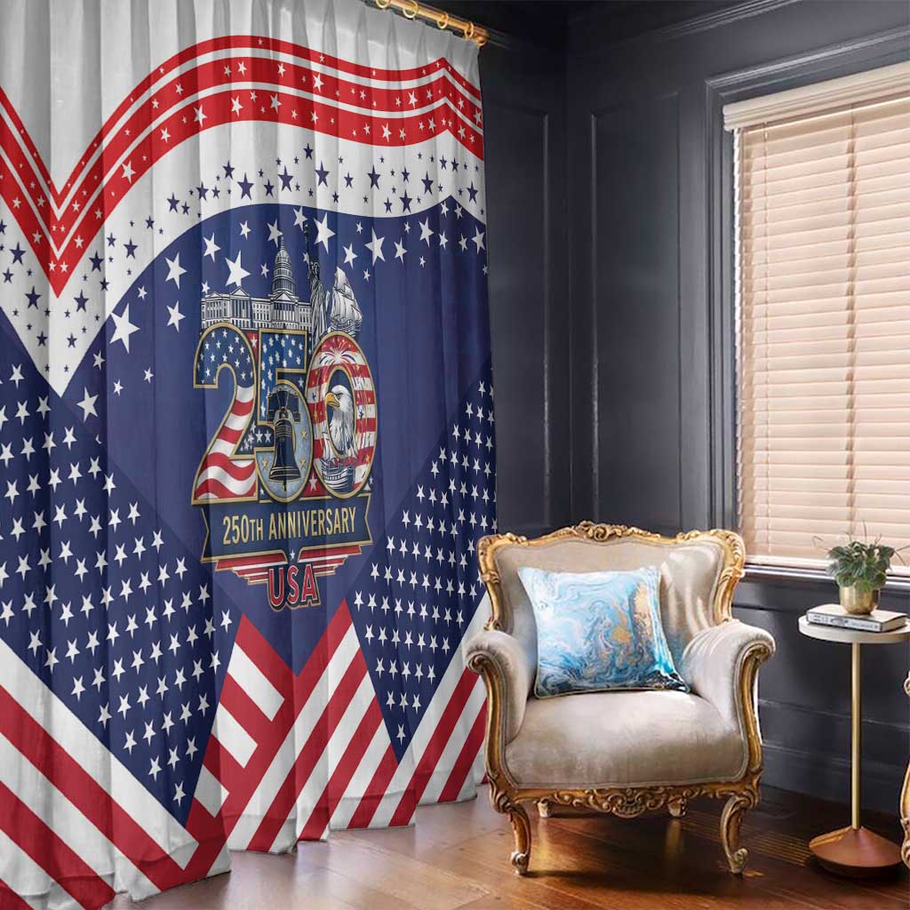 USA 250 Years of Freedom Window Curtain All American Pride