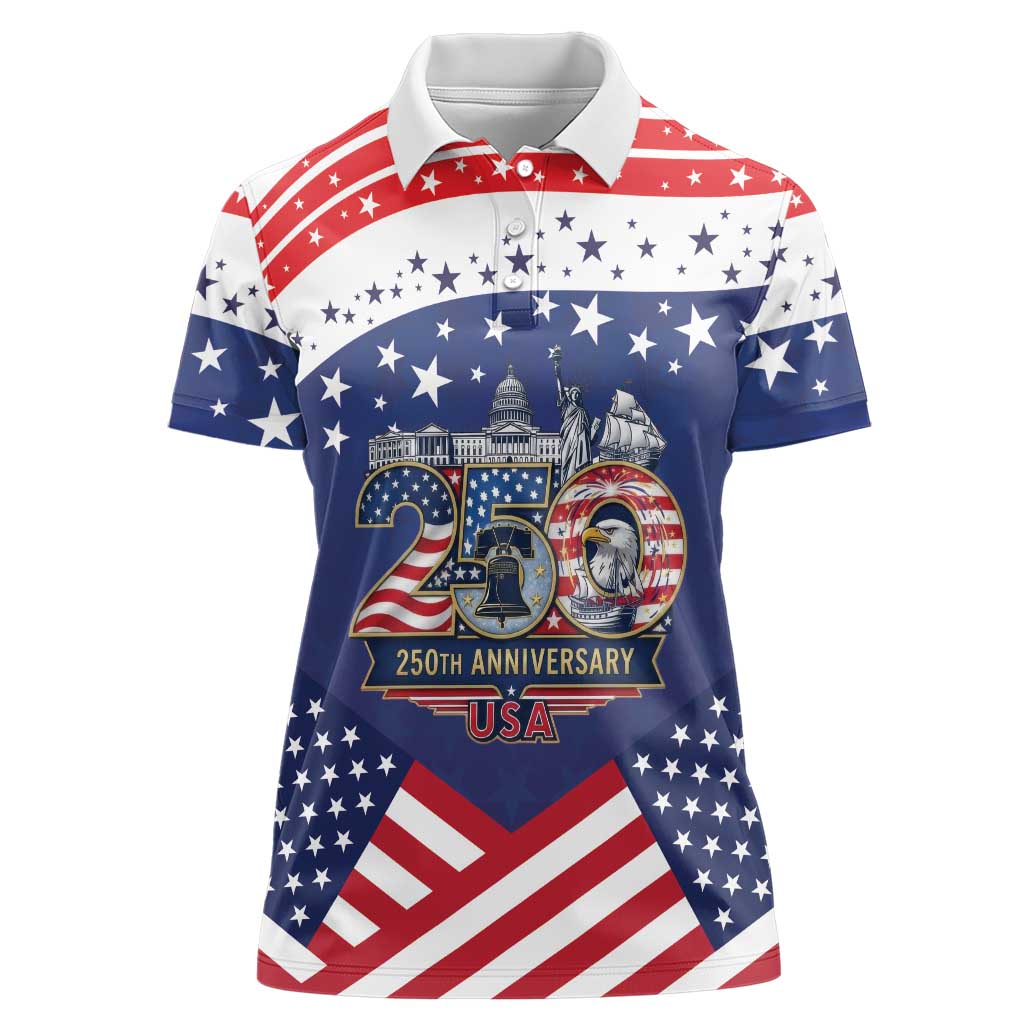 USA 250 Years of Freedom Women Polo Shirt All American Pride