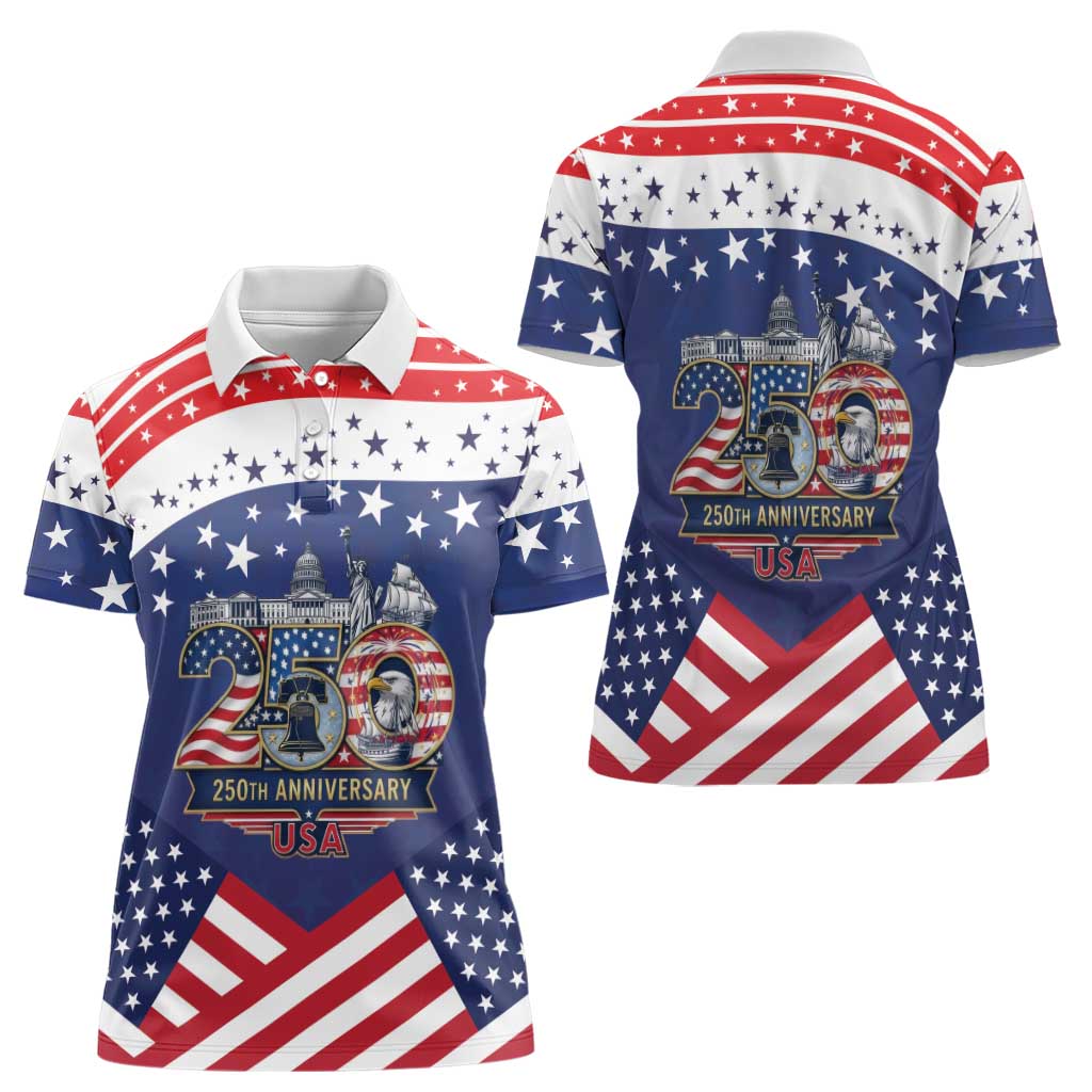 USA 250 Years of Freedom Women Polo Shirt All American Pride