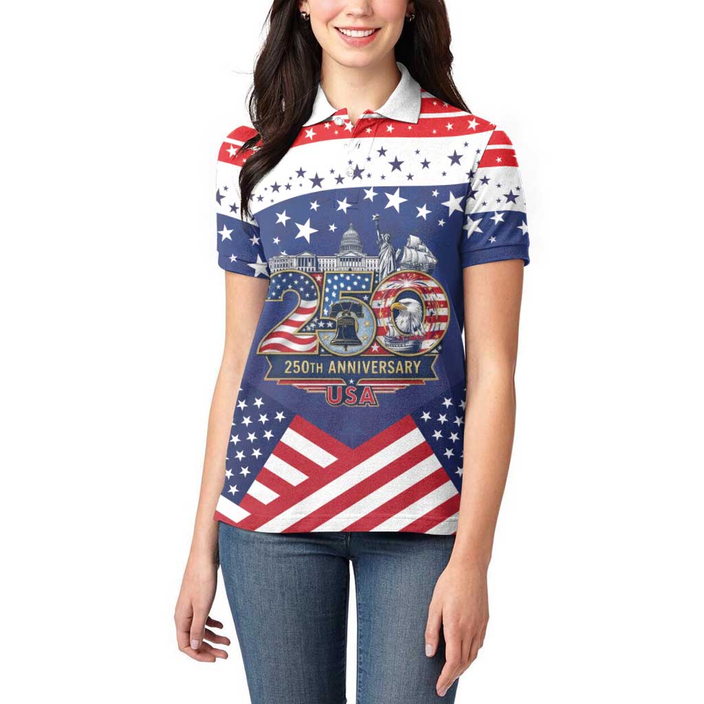 USA 250 Years of Freedom Women Polo Shirt All American Pride
