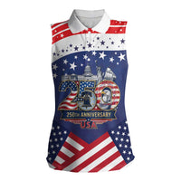 USA 250 Years of Freedom Women Sleeveless Polo Shirt All American Pride