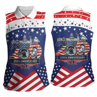 USA 250 Years of Freedom Women Sleeveless Polo Shirt All American Pride