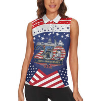 USA 250 Years of Freedom Women Sleeveless Polo Shirt All American Pride
