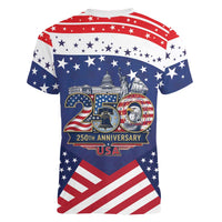 USA 250 Years of Freedom Women V-Neck T-Shirt All American Pride