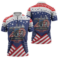 USA 250 Years of Freedom Zipper Polo Shirt All American Pride