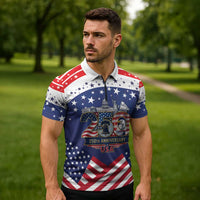 USA 250 Years of Freedom Zipper Polo Shirt All American Pride