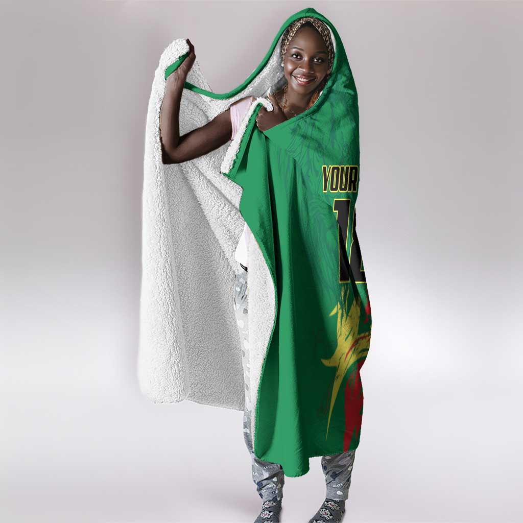 Senegal Football Pride Custom Hooded Blanket Les Lions de la Teranga