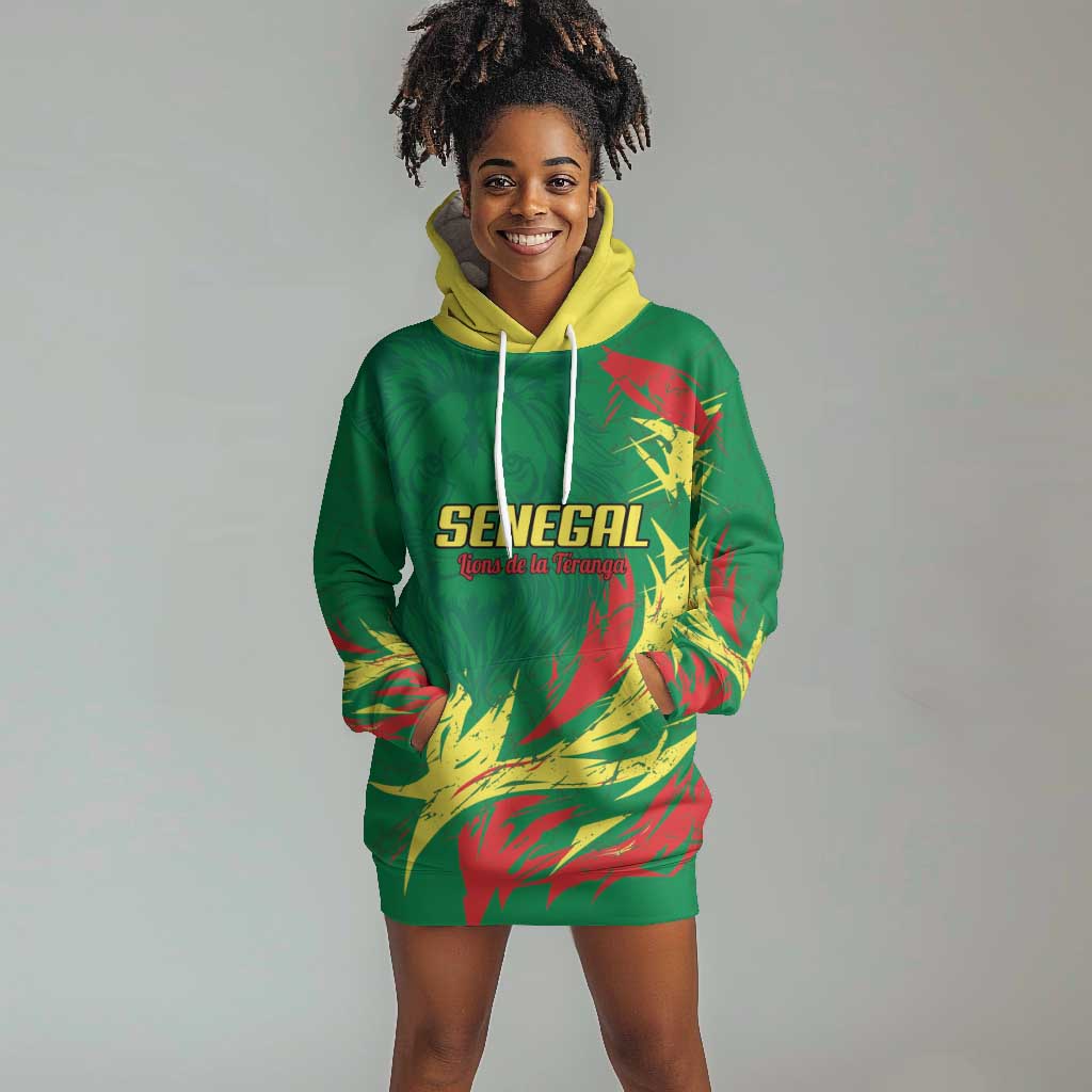 Senegal Football Pride Custom Hoodie Dress Les Lions de la Teranga
