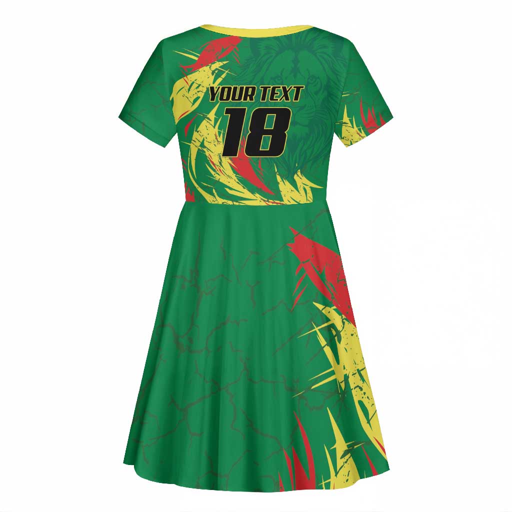 Senegal Football Pride Custom Kid Short Sleeve Dress Les Lions de la Teranga