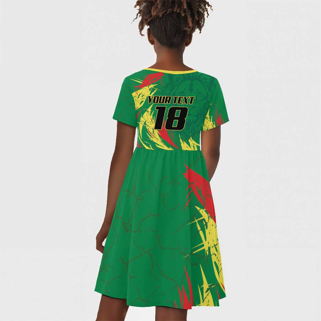Senegal Football Pride Custom Kid Short Sleeve Dress Les Lions de la Teranga