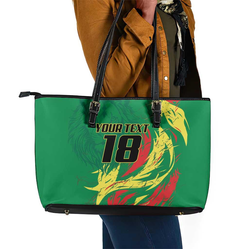 Senegal Football Pride Custom Leather Tote Bag Les Lions de la Teranga