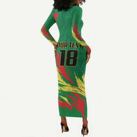 Senegal Football Pride Custom Long Sleeve Bodycon Dress Les Lions de la Teranga