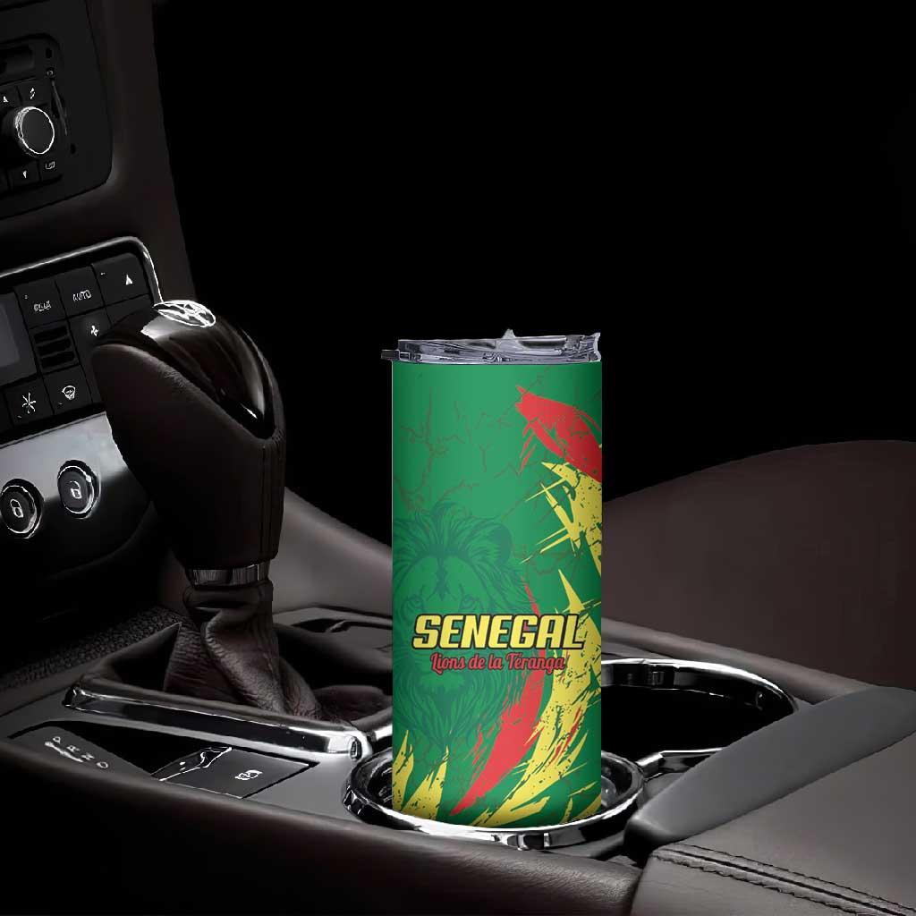 Senegal Football Pride Custom Skinny Tumbler Les Lions de la Teranga