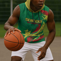 Senegal Football Pride Custom Sleeveless Hoodie Les Lions de la Teranga